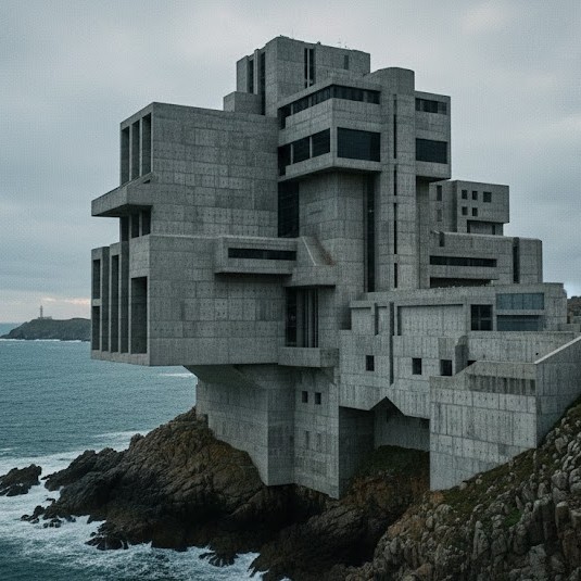 Brutalist concrete structure